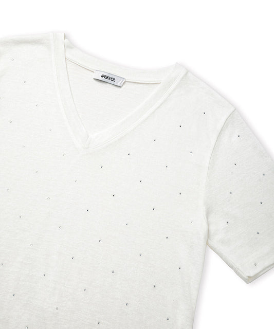 Rhinestone V-Neck T-Shirt 