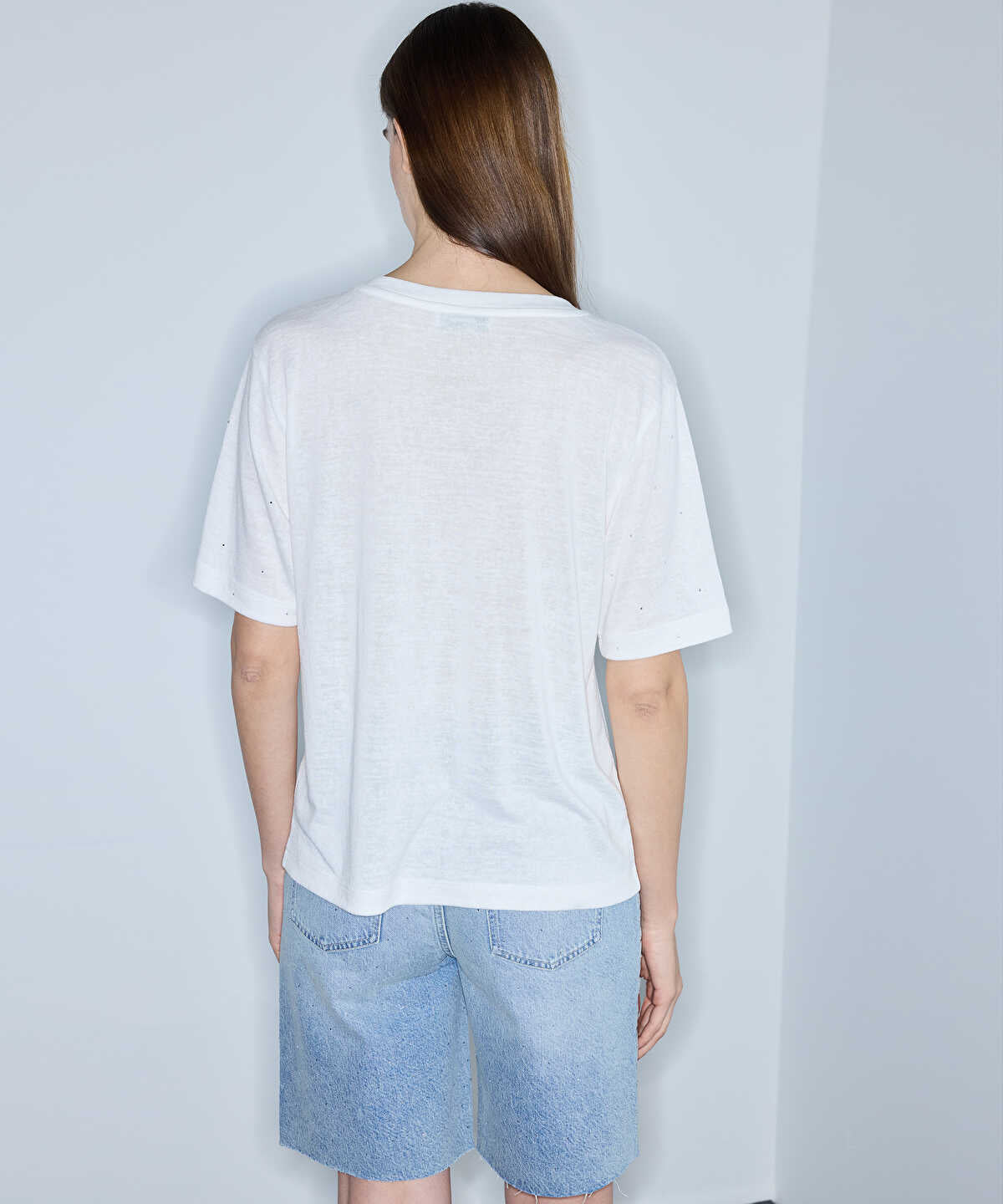 Rhinestone V-Neck T-Shirt 