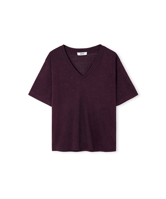 Rhinestone V-Neck T-Shirt 