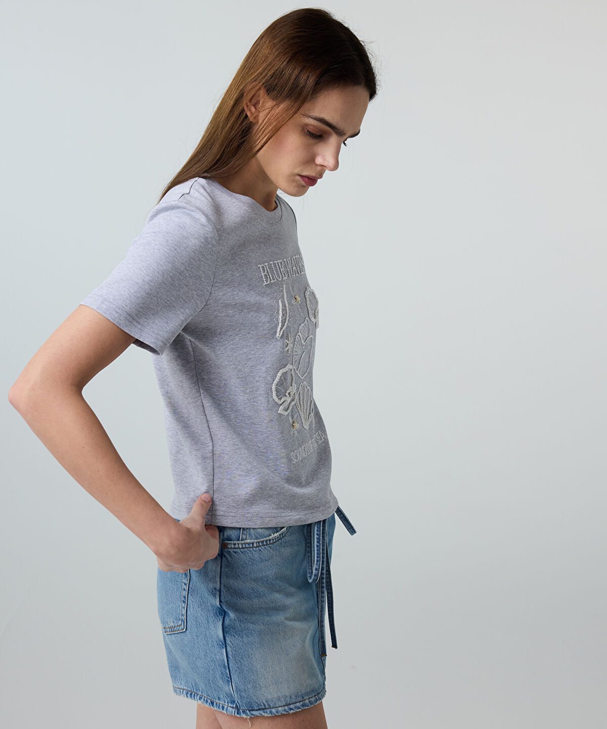 Zoomed Embroidered Slogan T-Shirt