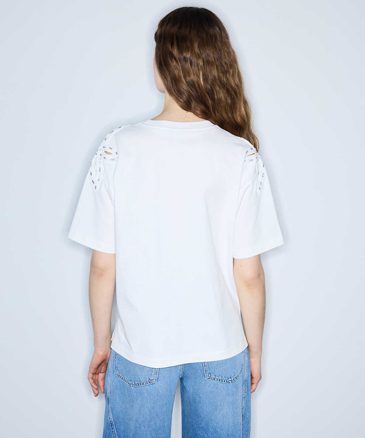 Embroidered Cutout T-Shirt