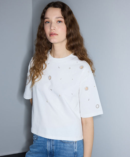 Embellished Cutout T-Shirt