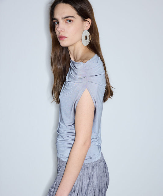 Asymmetric Gathered T-Shirt