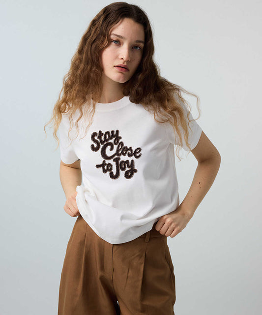 Beaded Slogan T-Shirt