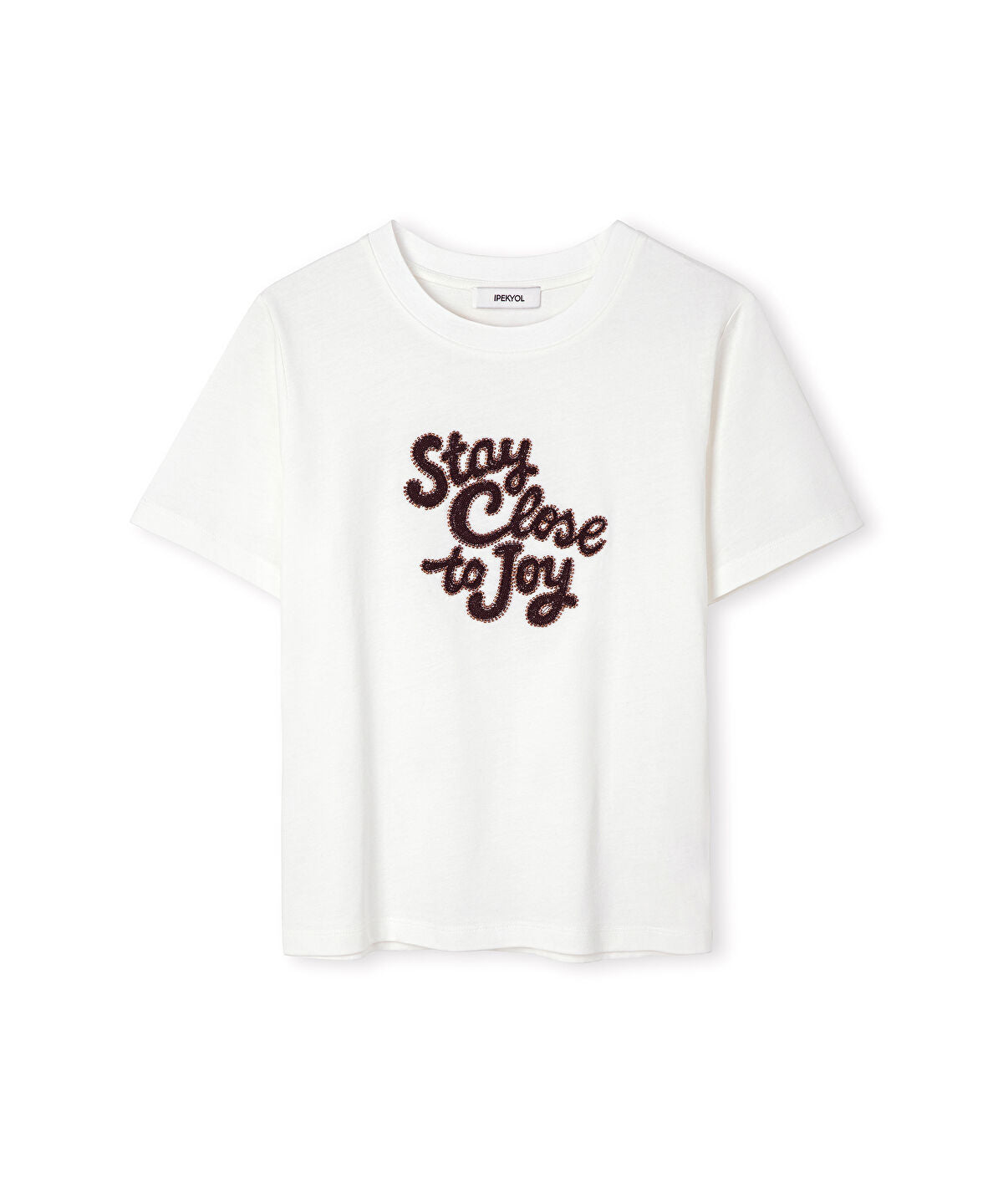 Zoomed Beaded Slogan T-Shirt