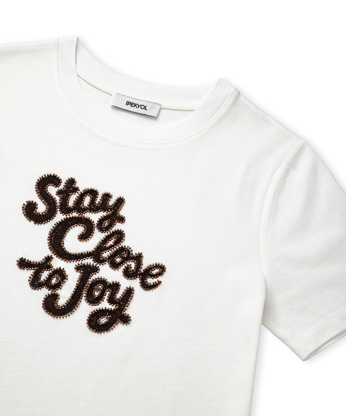 Beaded Slogan T-Shirt