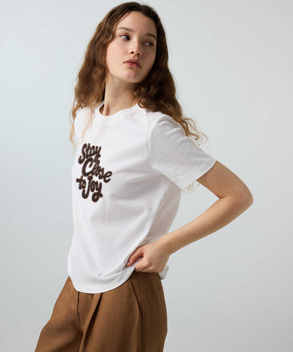 Beaded Slogan T-Shirt
