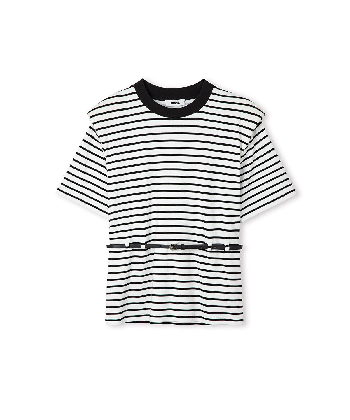Striped T-Shirt with Shoulder Pads