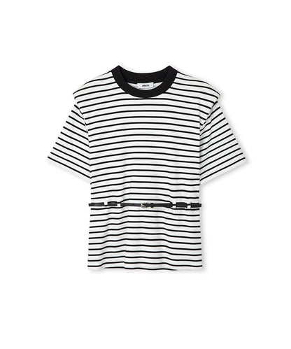 Striped T-Shirt with Shoulder Pads