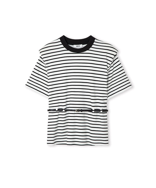 Striped T-Shirt with Shoulder Pads
