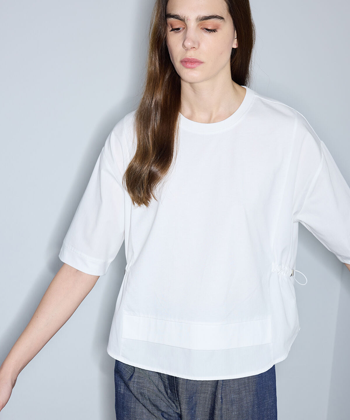 Zoomed Adjustable Waist Mixed Media T-Shirt