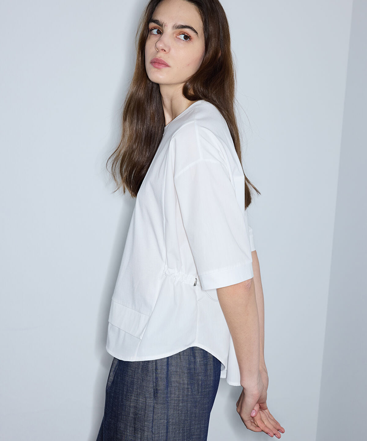 Zoomed Adjustable Waist Mixed Media T-Shirt