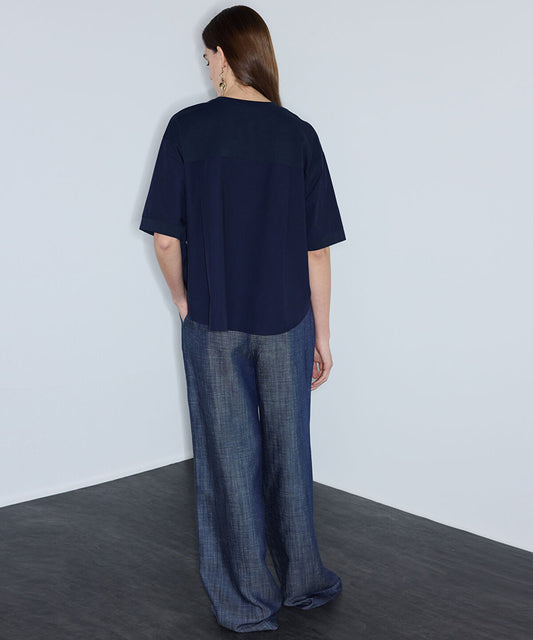 Adjustable Waist Mixed Media T-Shirt