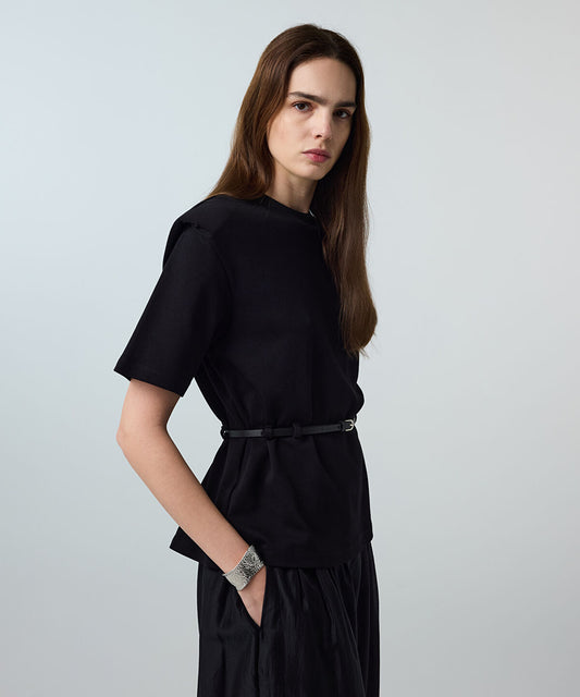 Belted Crew Neck T-Shirt