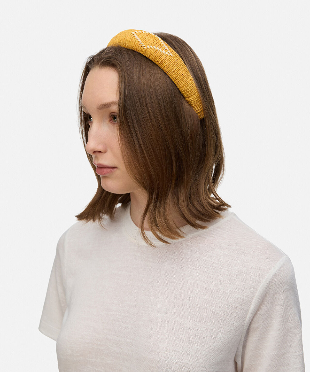 Zoomed Contrast Stitch Raffia Headband