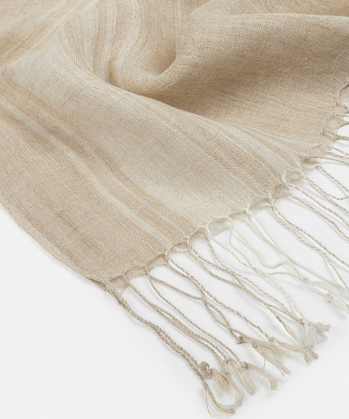 Zoomed Fringed Linen Scarf