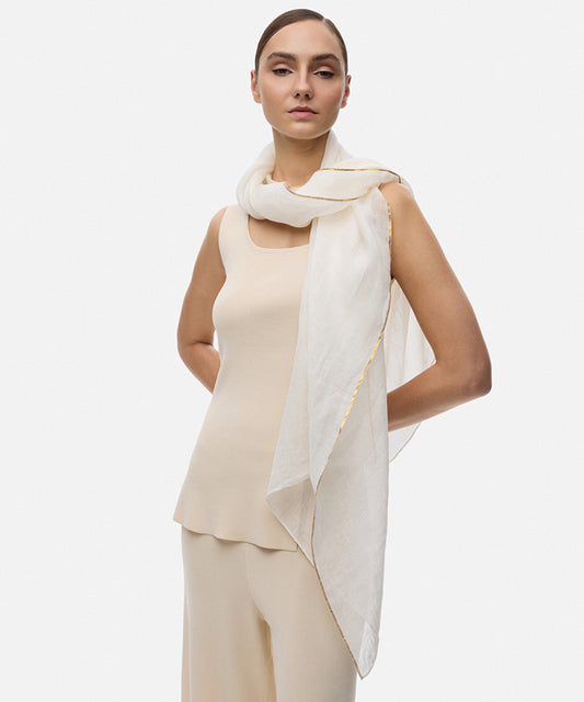 Contrast Trim Linen Scarf