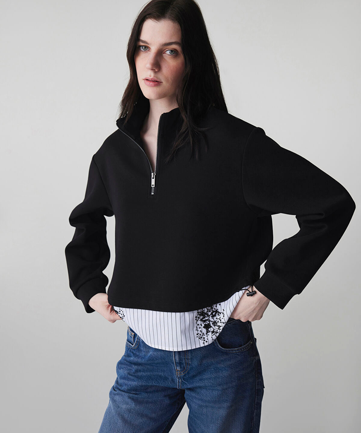 Zoomed Layered-Effect Color-Block Sweatshirt