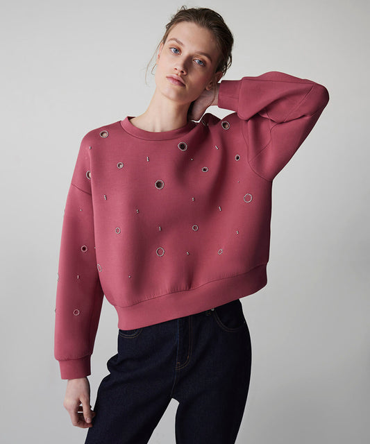 Embellished Cutout Sweatshirt