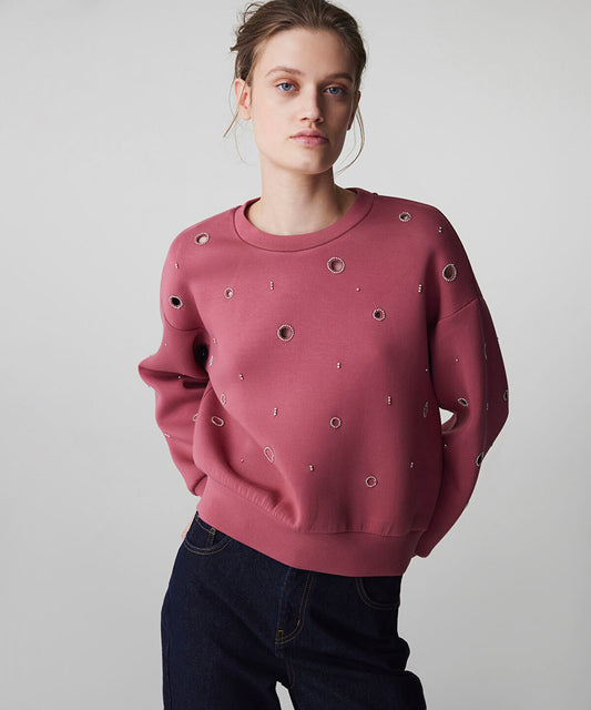 Embellished Cutout Sweatshirt