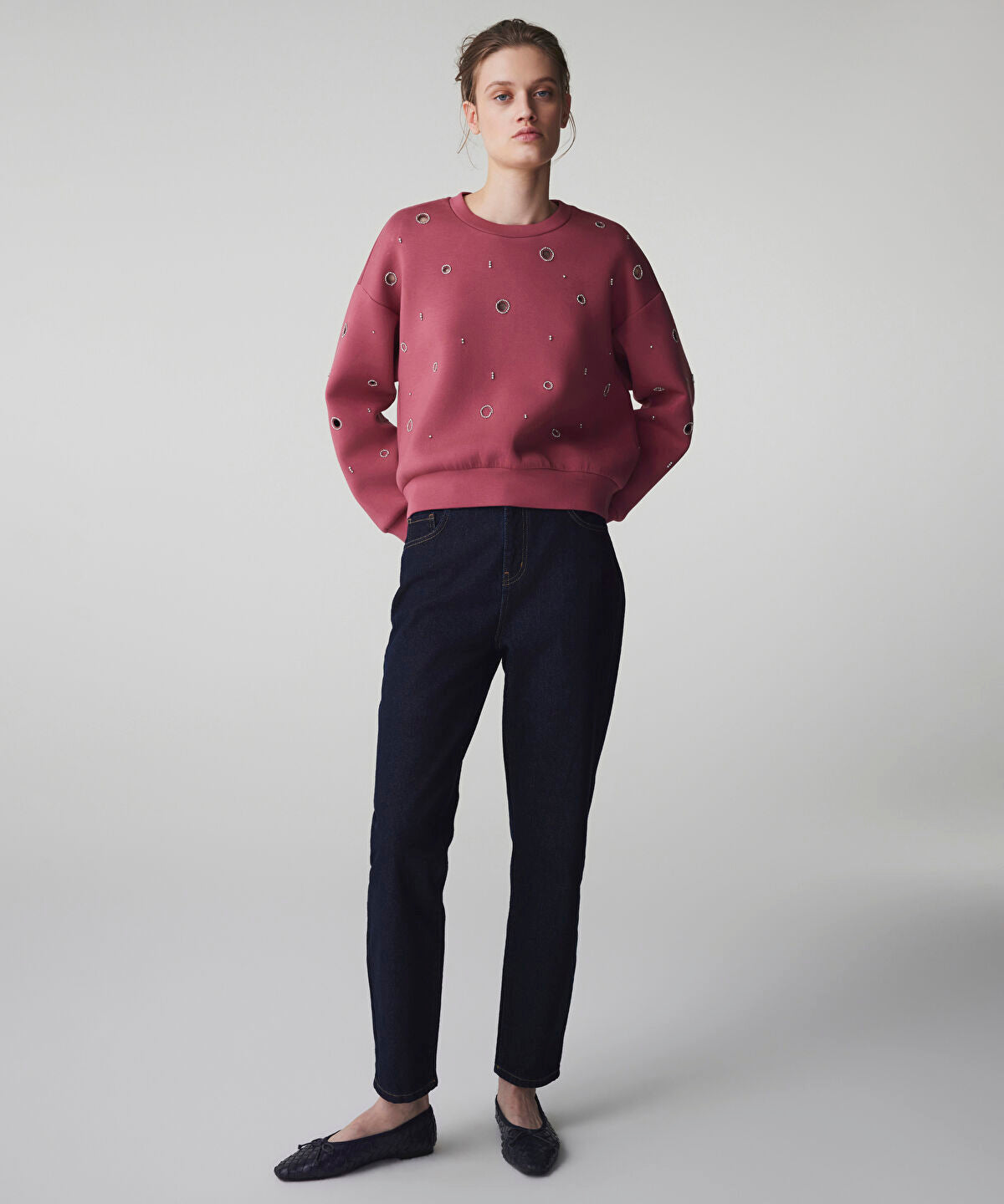 Embellished Cutout Sweatshirt