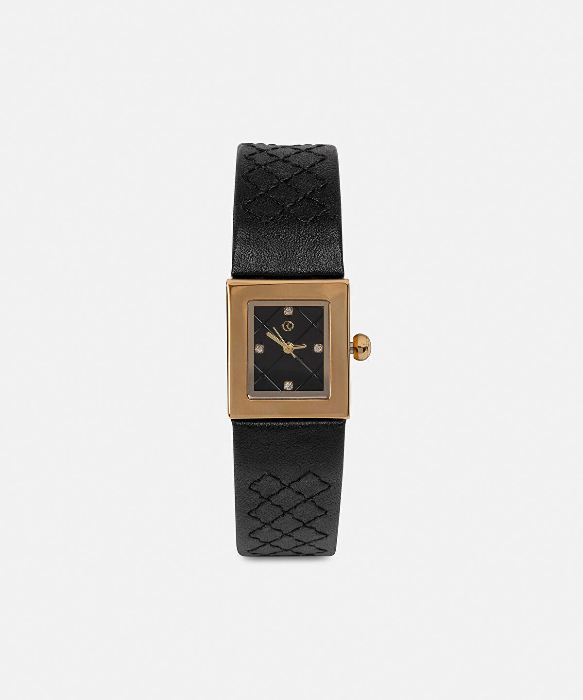 Zoomed Leather-Effect Strap Watch