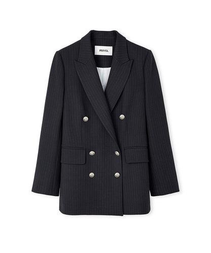 Striped Double-Breasted Blazer
