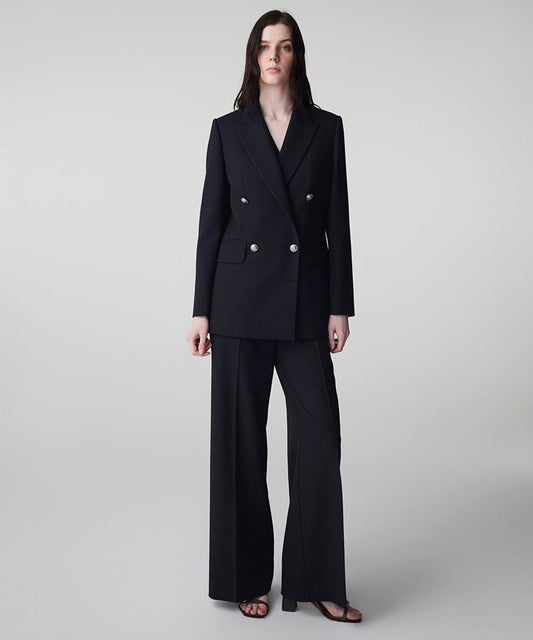 Striped Double-Breasted Blazer