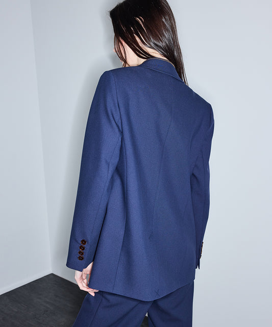 Contrast Stitch Double-Breasted Blazer