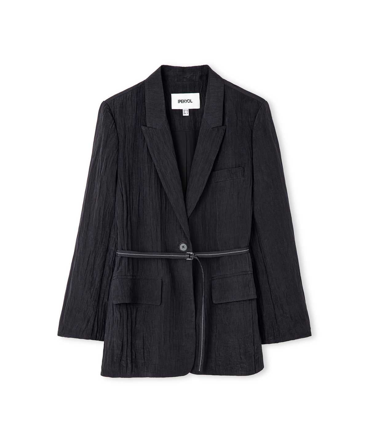 Crinkle-Effect Blazer