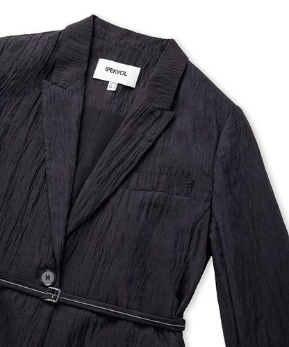 Crinkle-Effect Blazer