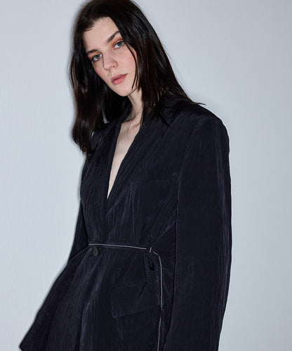 Crinkle-Effect Blazer
