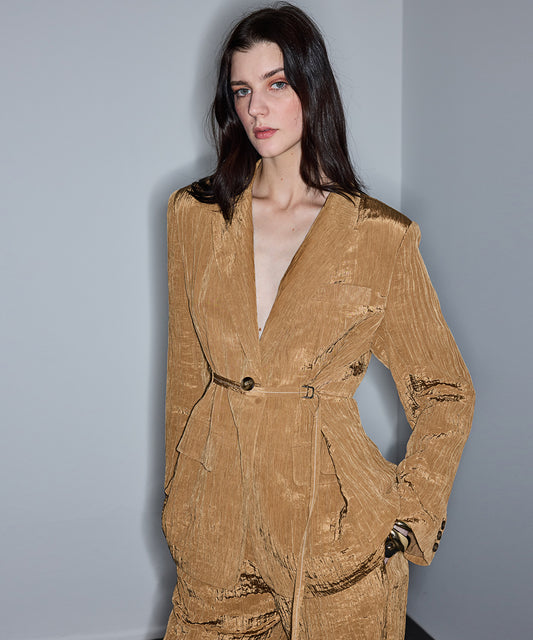 Crinkle-Effect Blazer