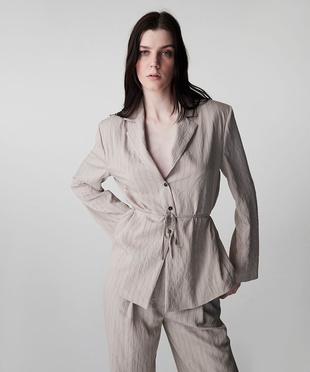 Zoomed Striped Jacquard Blazer