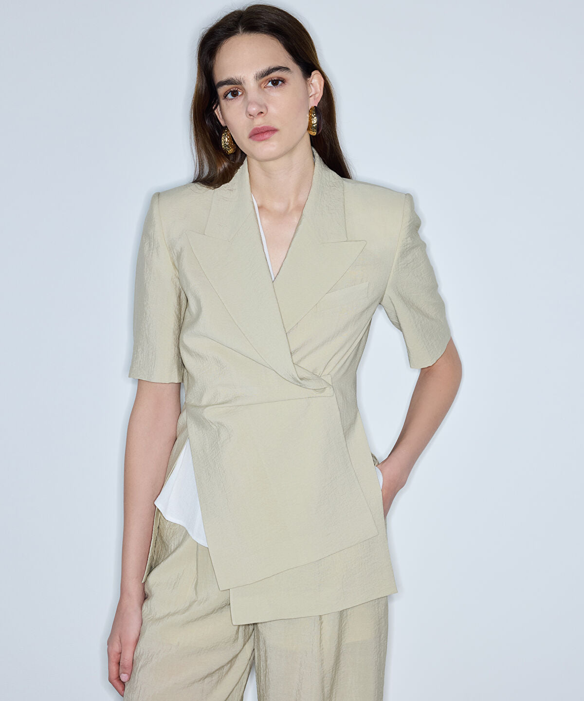 Zoomed Asymmetric Double-Breasted Blazer