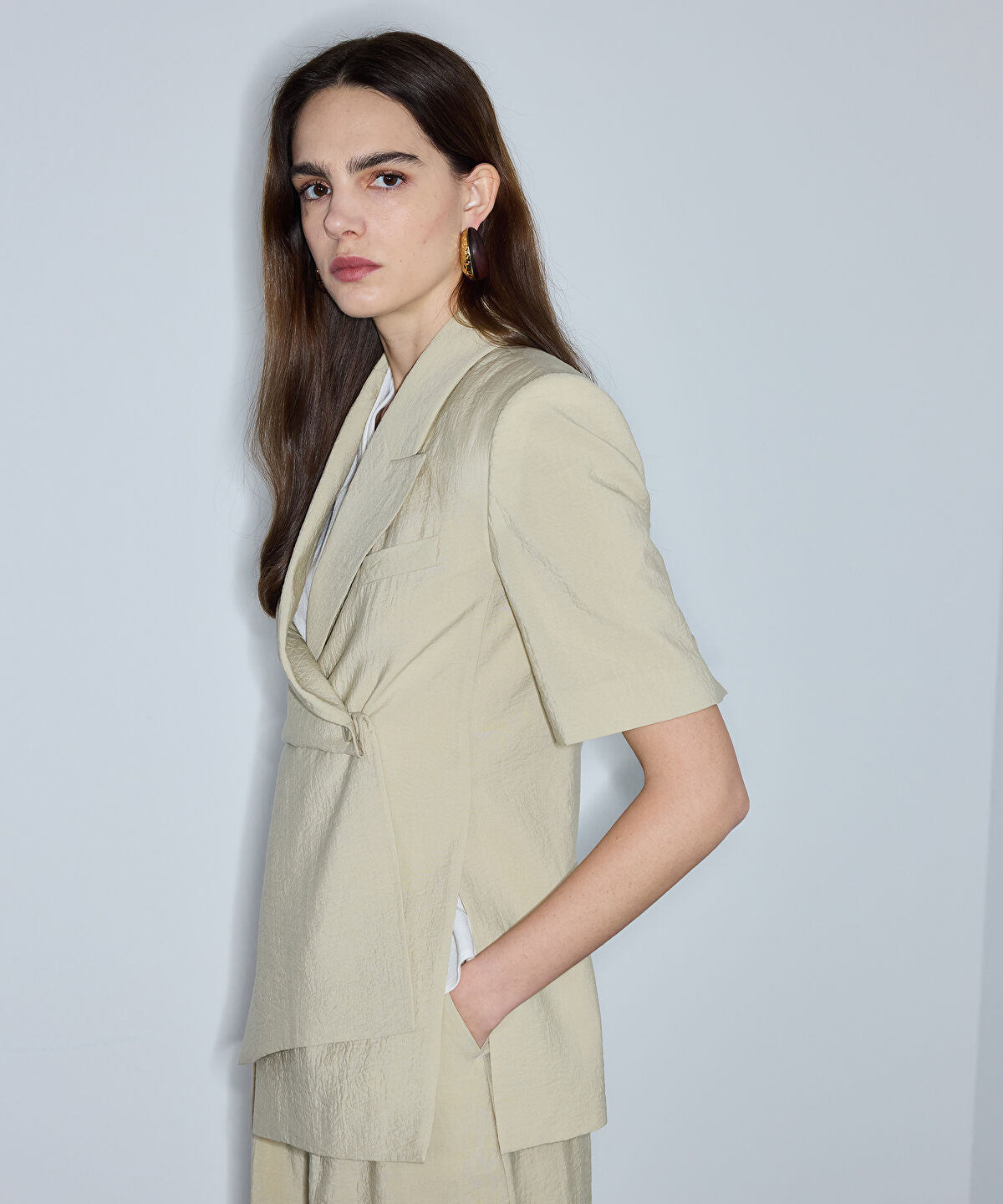 Zoomed Asymmetric Double-Breasted Blazer