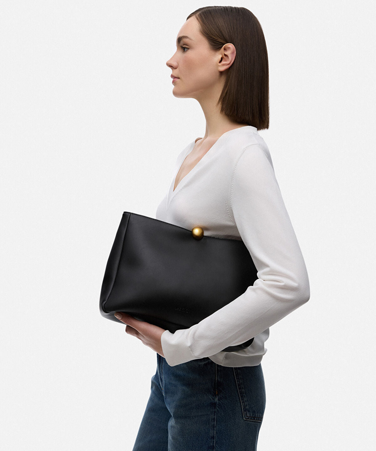 Zoomed Leather-Effect Clutch