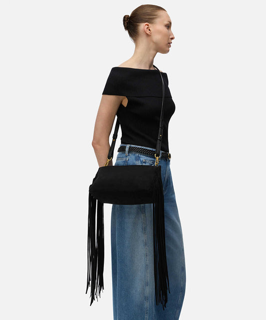 Tassel Trim Clutch with Detachable Strap