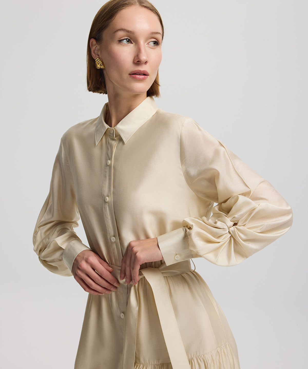 Belted shirt dress