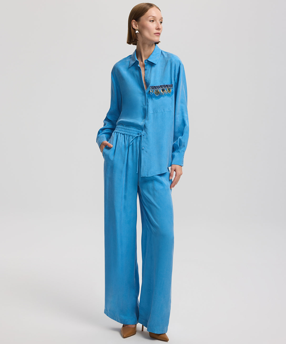 Wide-Leg Trousers With Drawstring