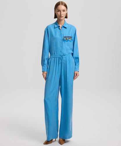 Wide-Leg Trousers With Drawstring