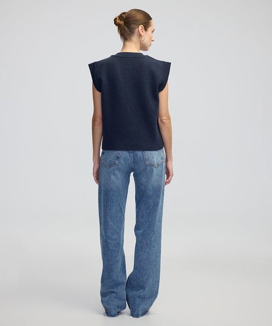 Gold-Button Knit Vest