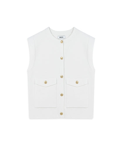 Gold-Button Knit Vest