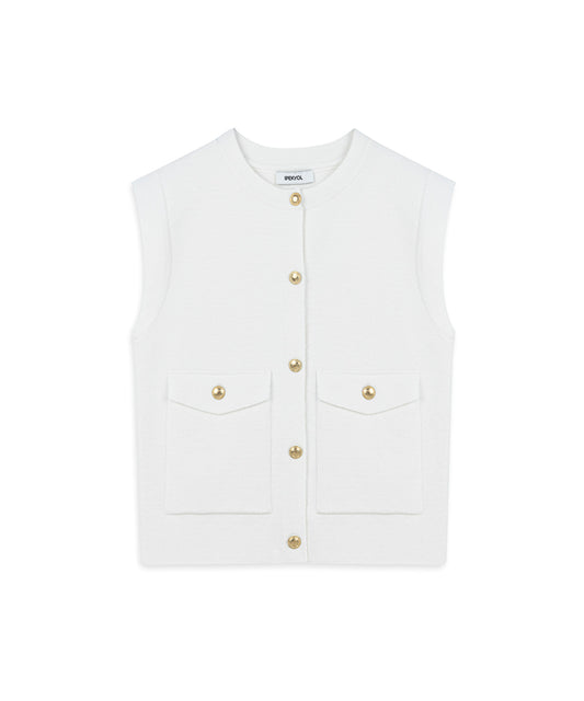 Gold-Button Knit Vest