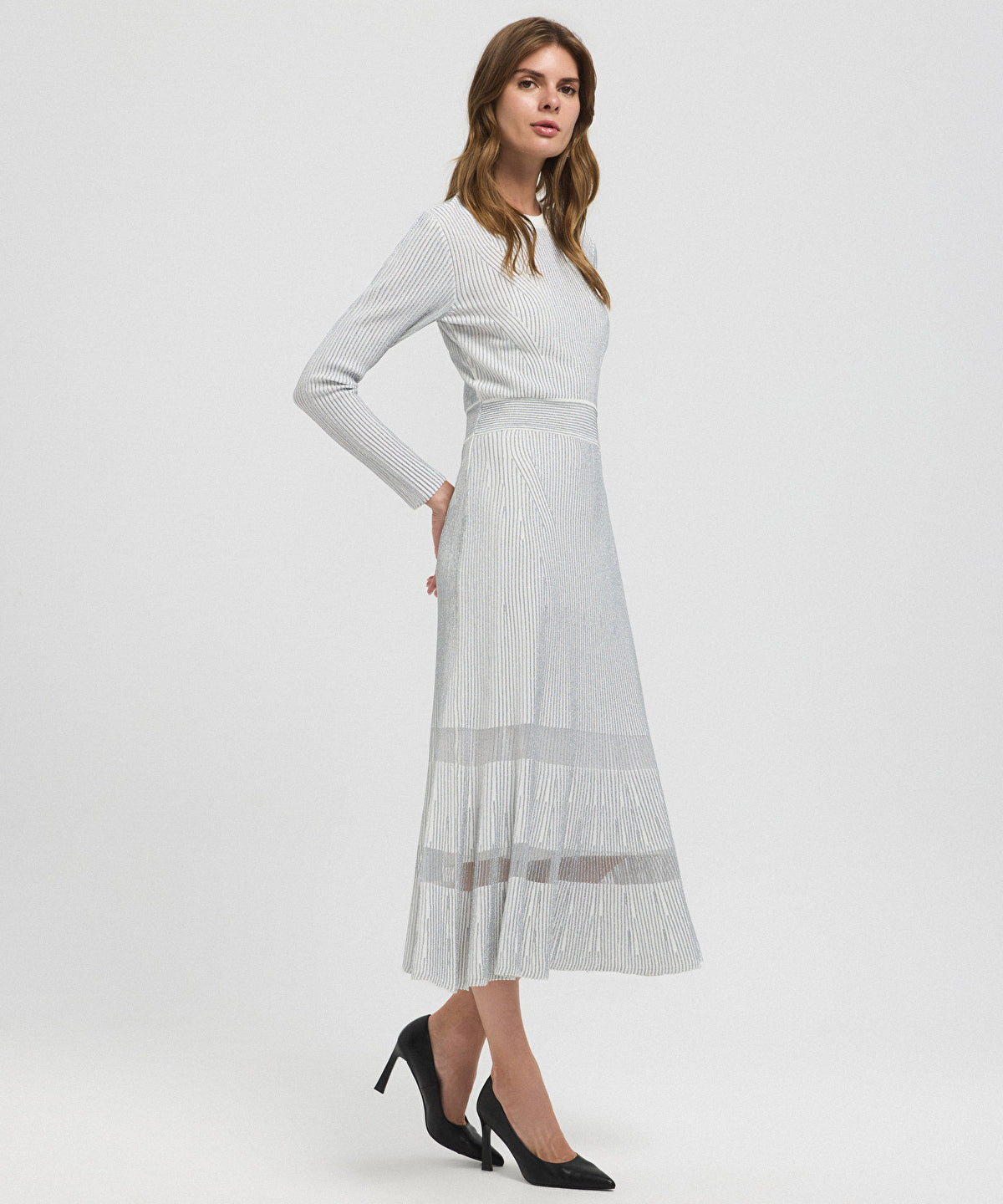 Zoomed Ribbed Lurex Knit Dress