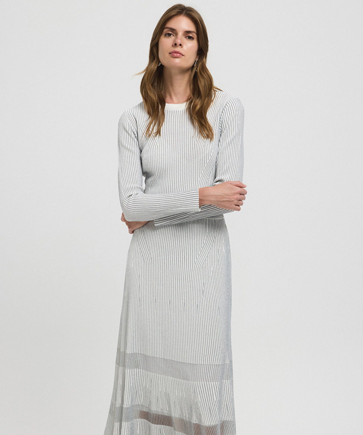 Zoomed Ribbed Lurex Knit Dress