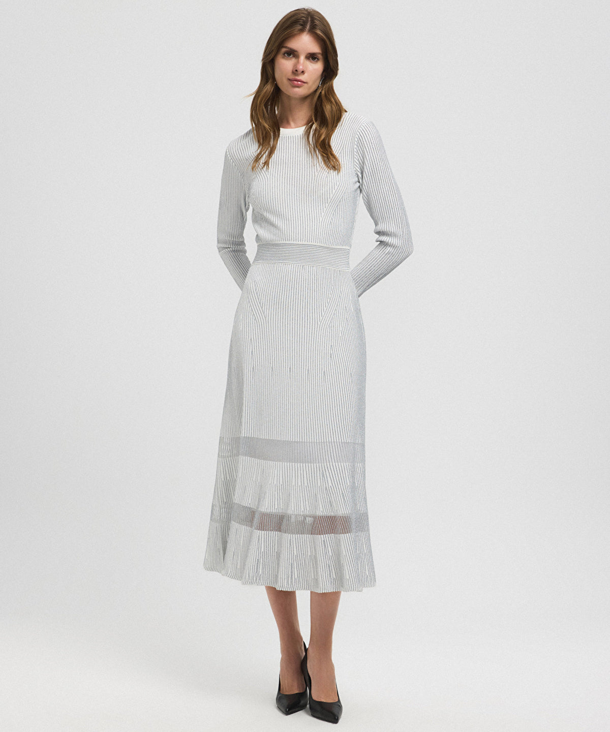Zoomed Ribbed Lurex Knit Dress