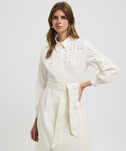 Embellished Poplin Dress