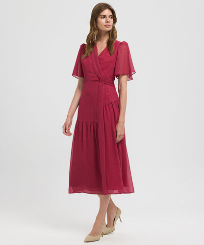 Gathered Wrap Front Dress