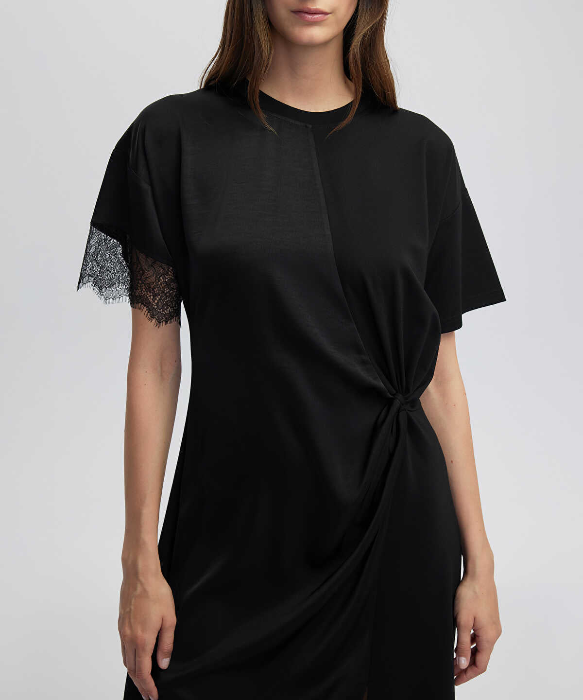 Lace Trim Mixed Dress
